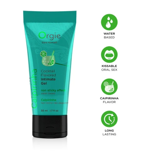 Съедобный интимный гель Orgie Lube Tube Cocktail Caipirinha, 50 мл Съедобный интимный гель Orgie Lube Tube Cocktail Caipirinha, 50 мл